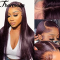Chocolate Brown Straight Lace Front Wig Synthetic 30 Inch 200 Density 13x4 HD Transparent Full Lace Frontal Wig Pre Plucked