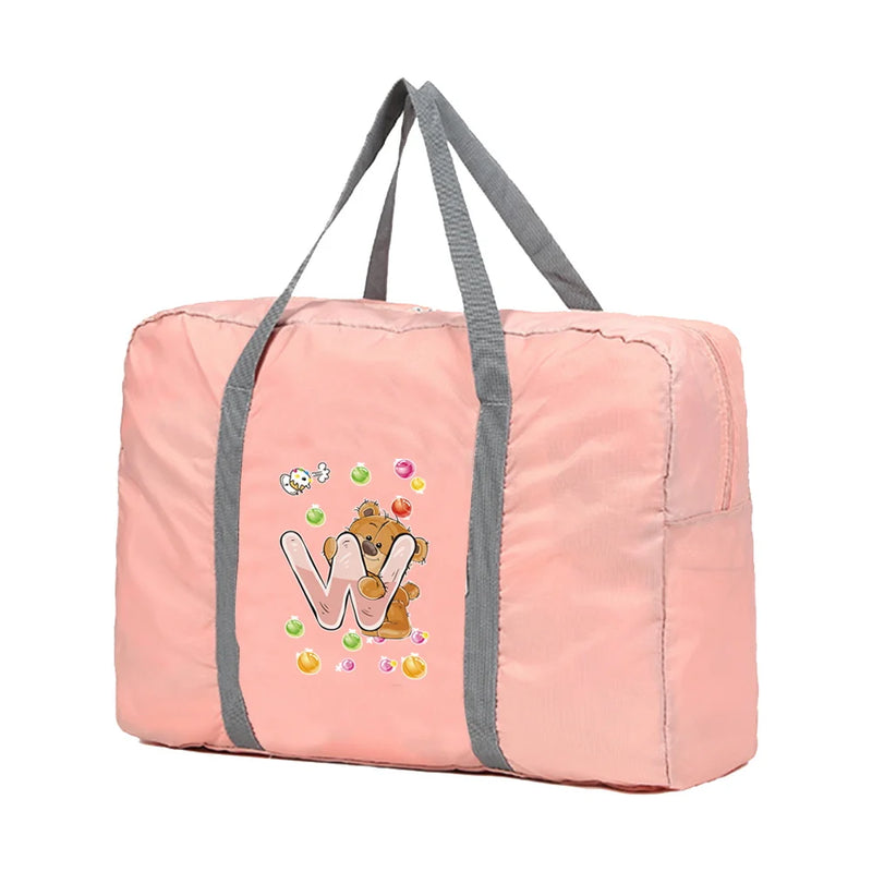 Travel Carry Bags Foldable Travel Bags Handbags Large Capacity Clothing Organizer Luggage Sorting Women Bear Pattern Duffle Bag