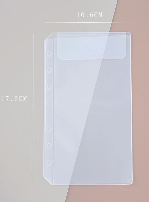 A5A6  5Pcs Binder Zipper Folders For 6-Ring Notebook Binder Transparent Loose Leaf Document Filing Bags