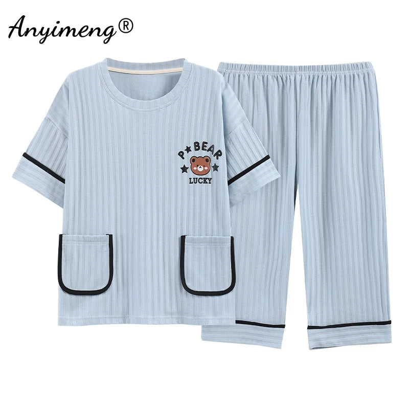 Summer Capris Pajamas Cute Cartoon Print for Women | SAMAG