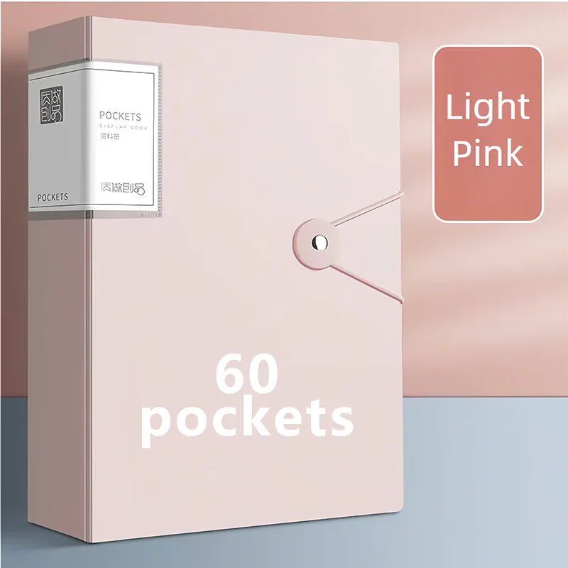 A4 Display Paper File Folder 40/60/100 Pockets Document Organizer with Snap Closure Office School Stationery