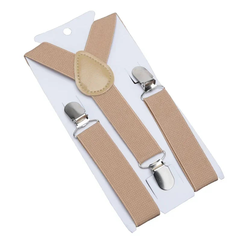 Solid Color Kids Suspenders with Fashion Children Boys Braces Girls Elastic Adjustable Suspenders Baby Wedding Ties Accessories