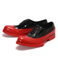 Luxury Mens Dress Shoes Platform Lace Up Genuine Leather Oxfords Real Cowhide Business Work Formal Shoes Black Red Wedding Shoes