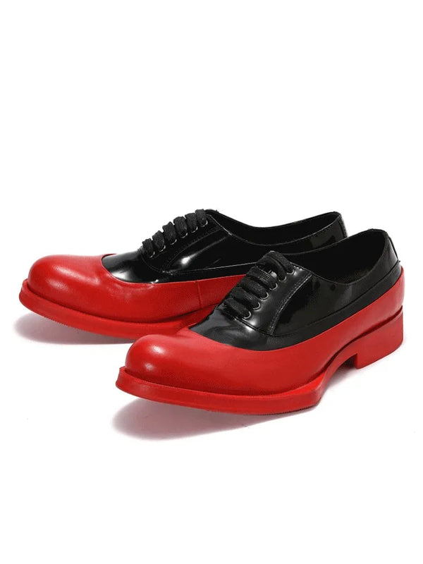 Luxury Mens Dress Shoes Platform Lace Up Genuine Leather Oxfords Real Cowhide Business Work Formal Shoes Black Red Wedding Shoes