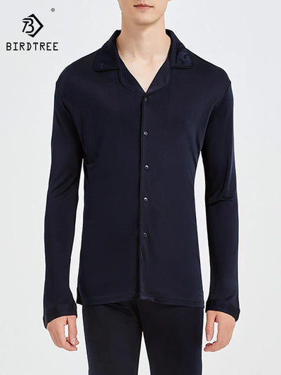 Birdtree 30MM 25% Silk Pajamas Set Men's Knitted Long | SAMAG