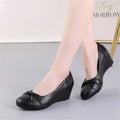 cresfimix women fashion sweet light weight black spring comfort slip on wedge heel shoes lady cool black leather heel shoe ab619
