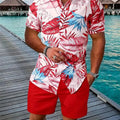 Men's Shirt Shorts Set Two Piece 3D Leaf Print Sleeve | SAMAG