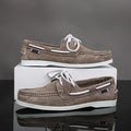 New Men's Casual Shoes Fashion Leather Docksides Boat Shoes British Style Lace Up Men Loafers Men Breathable Handmade Moccasins