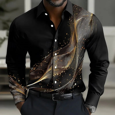 New Men's Long Sleeve Shirt Wave Button Casual Street | SAMAG