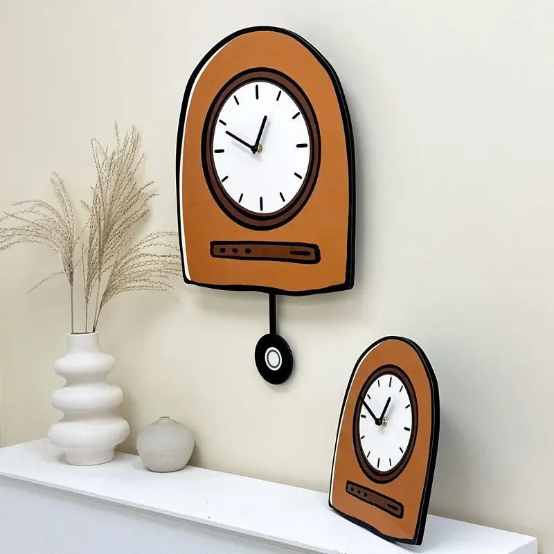 New Korea Cartoon Wall Clock Living Room Clocks Home Decor Digital Clocks Modern Design Swinging Pendulum Clock Home Decoration
