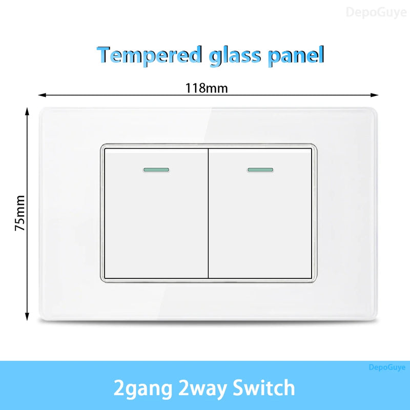 White Tempered Glass Italy USB Type C Smart Fast Charging Wall Socket Plugs Schuko Light Switch Panel Chile TV Sat Computer CAT6