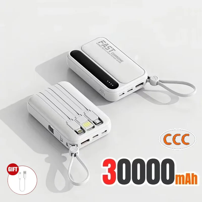 VIVO 500000mAh 120W Power Bank High Capacity 4 In1 Cables Intelligent Digital Display Light Portable Powerbank For iPhone Huawei