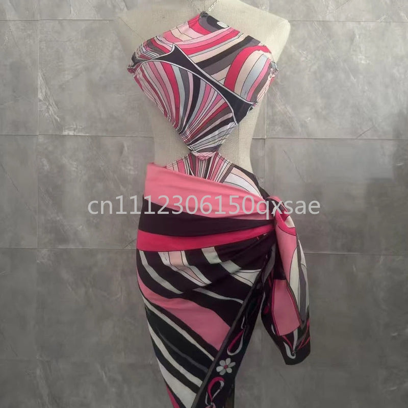 Women's Scarf Swimsuits with Letter Signature Logo Lady | SAMAG