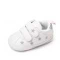 Baby White PU Sneaker Non-slip for Toddler Boys and Girls Cute Embroidery Stars and Hearts