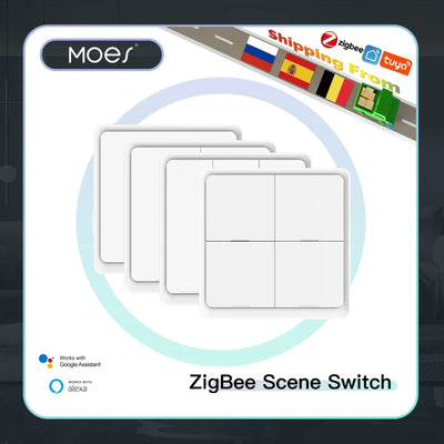 MOES 4 Gang Tuya ZigBee Wireless 12 Scene Switch Push | SAMAG