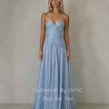 OIMG Sky Blue Sweetheart Neck A Line Prom Gowns Backless | SAMAG