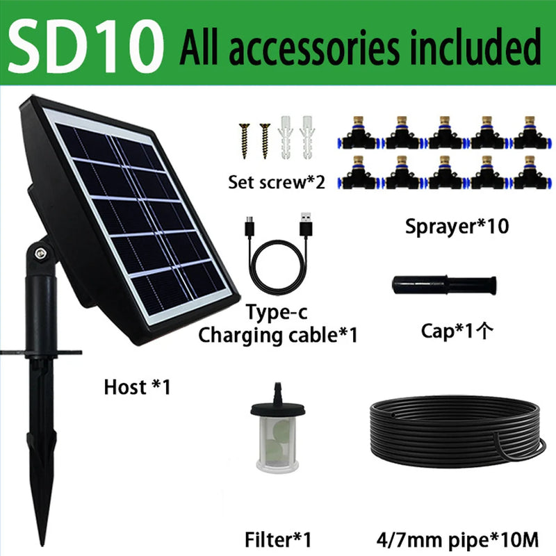 Solar Misting System Plants Watering Irrigation Kit 10/15pcs Brass Nozzle for Garden Supported Automatic Watering Device