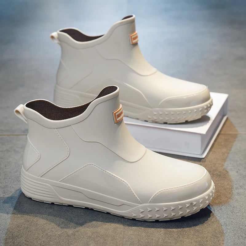Unisex Short Outdoor Rain Boots, Anti-Slip Wear-Resistant Waterproof Shoes, Casual Wading Boots for Fishing & Work