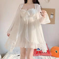 Elegant Sweet Simple Solid White Women Robe Gown Sets | SAMAG