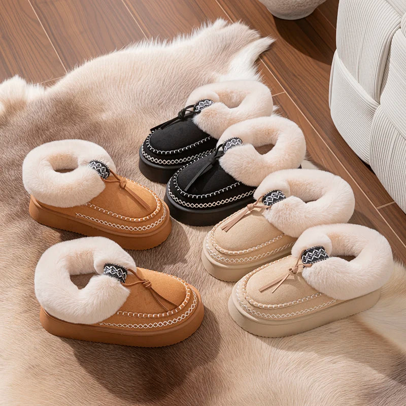 Winter Fluffy Women's Slippers Casual Plush Luxury Designer Woman Shoes Indoor Outdoor Platform Fuzzy Fur Slides Ankle Boot Soft