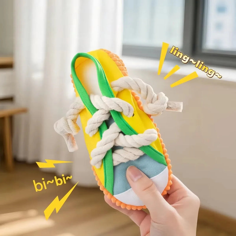 Squeaky Dog Toy Shoe Shape for Small Medium Dogs Puppy Chew Toys Teeth Cleaning Durable Interactive Pet Toys 3 Colors