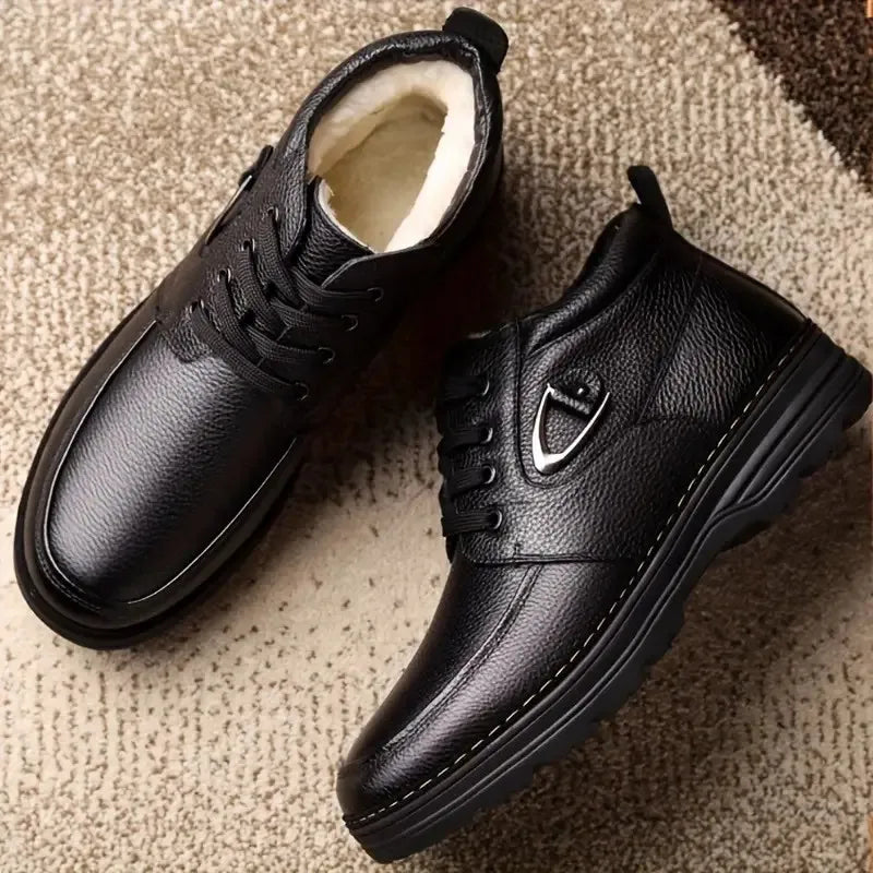 Men's Thick and Warm Suede Shoes Fashionable Leather Surface Business High Cut Anti Slip Wear-Resistant Comfortable Casual Shoes