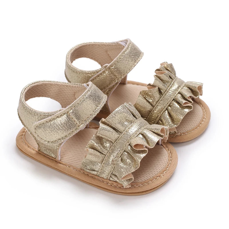 Gold Color Theme Christening baby Shoes for 1 Year Old Newborn Baby Baptismal Shoes for Girl Kids