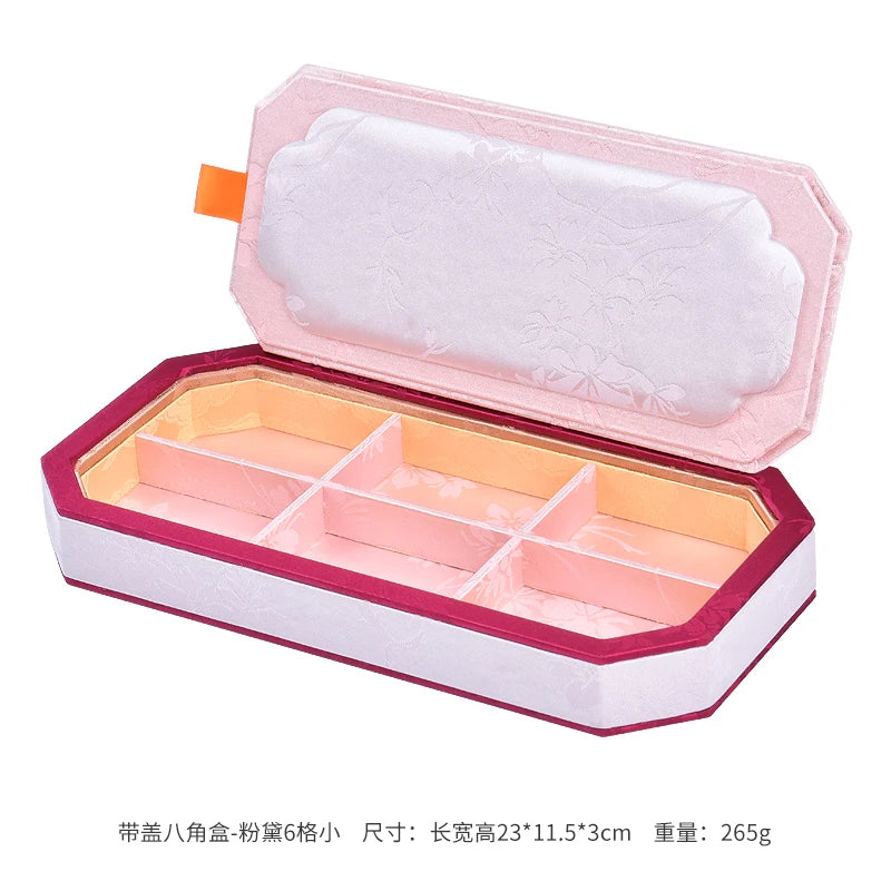 Luxury Chinese Vintage Silk Wooden Jewelry Box, Countertop Display Tray for Perfume Ring Bracelet, Velvet Gemstone Jade Storage