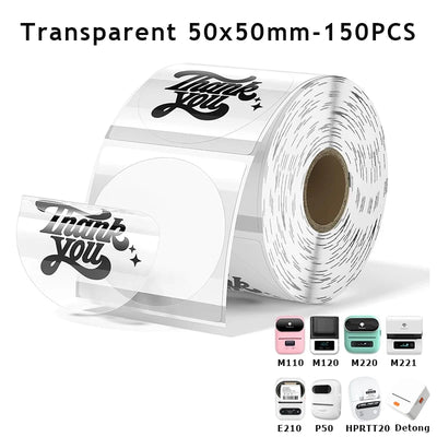 Transparent Round label 50x50mm/ Thermal Adhesive Roll | SAMAG