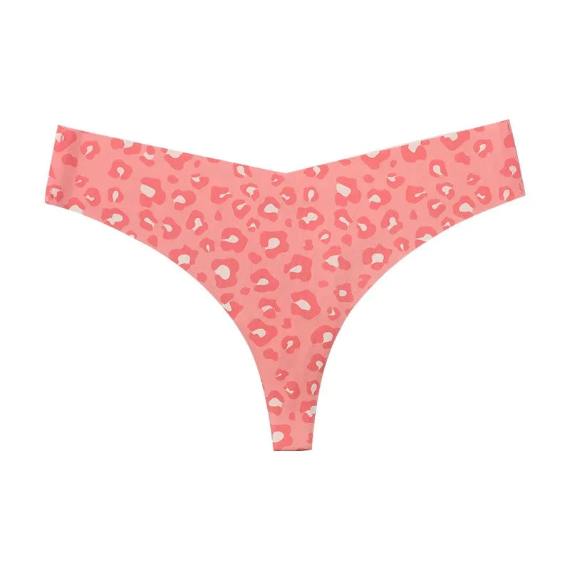 Sexy Leopard Print T-Back T-Shaped Panties Seamless Underwear Women's Ice Silk Breathable Quick-Drying Sports T-Back Pure Cotton