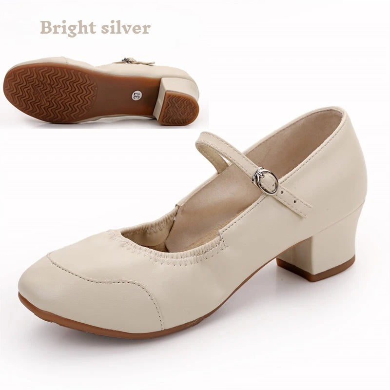 Women Dance Shoes Soft Sole Mid Heel Square Dance Shoes for Adults All Seasons