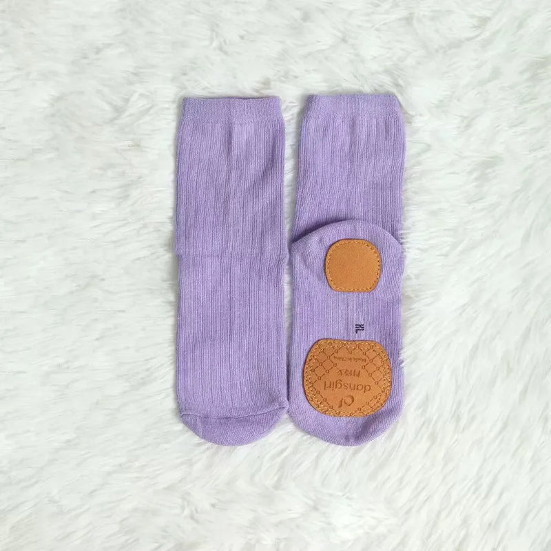 Professional Dance Socks Cotton Mid-tube Bottom Modern Dance Sock Non-slip Silicone Indoor Fitness Socks Floor Socks Dance Sport