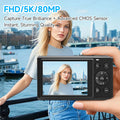 5K Digital Camera 8000W Pixel Retro CCD Dual Screen Photographic Cameras 80MP Vlog Cam with Auto Focus Smile Detection 18x Zoom