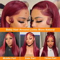 99J Straight Human Hair Wigs 13x6 HD Lace Frontal Wig Burgundy Human Hair Wig 13x4 HD Lace 220 Density Human Hair Wigs For Women