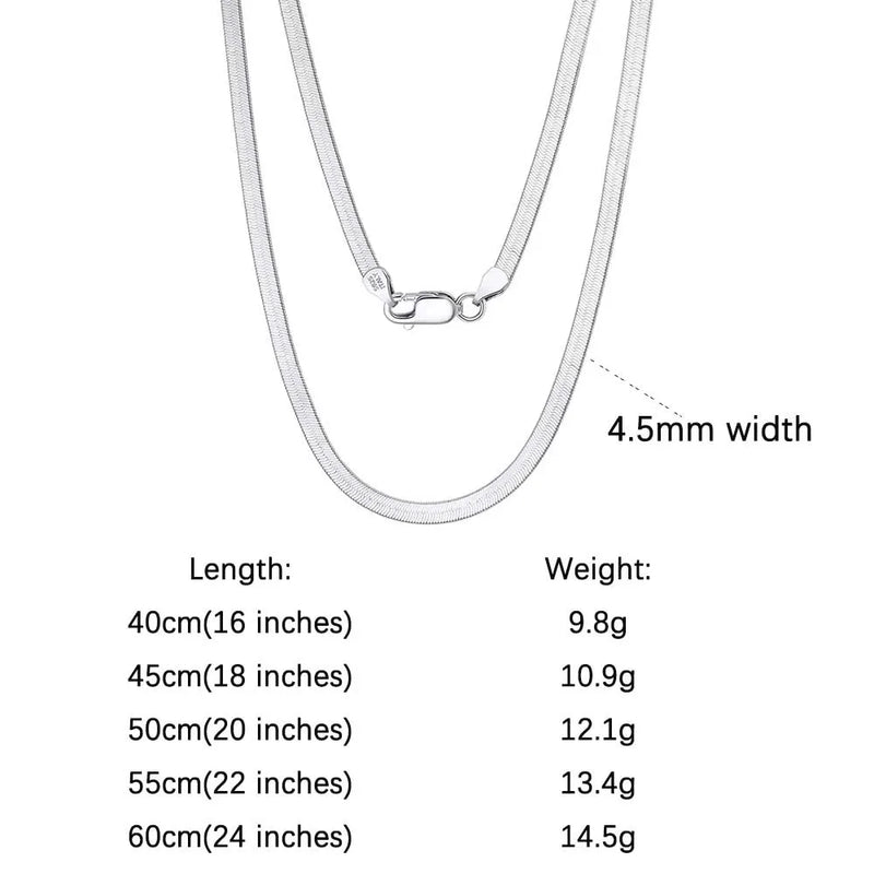 ORSA JEWELS 100% 925 Sterling Silver Link Chain Necklaces Minimalism Snake/Paperclip/Box/Figaro/Chopin/Cuban Chains 40-60cm
