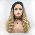 Sylvia synthetic blonde lace front braid wigs ombre braid with dark root heat reistant fiber hair wig