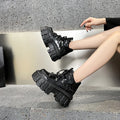 2025 Summer New Spanish Ladies Retro Contrasting Color Punk Style Muffin Heightening Platform Shoes Rock Motorcycle Boots Women