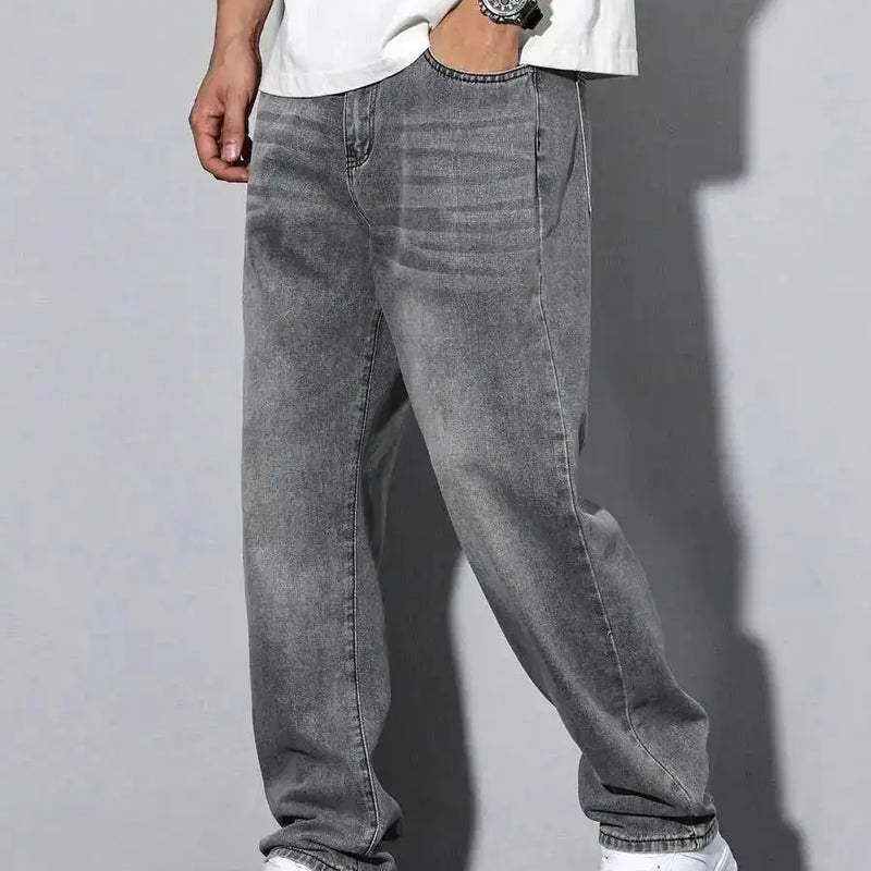 Men's straight skinny grey jeans, and simple design | SAMAG