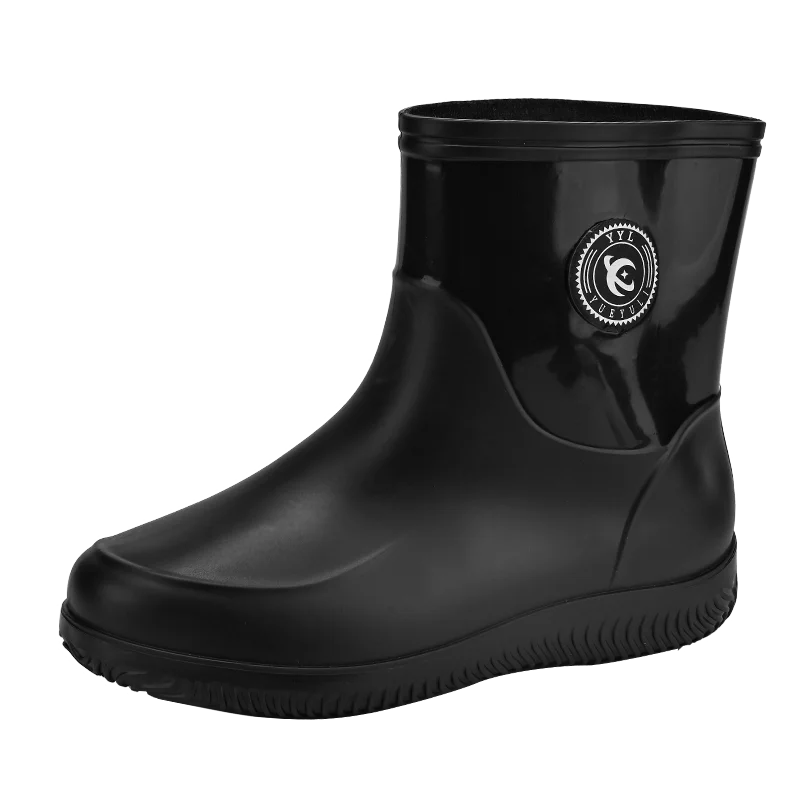 Men Rain Boots Non-slip Light Hiking Rain Shoes Slip on Waterproof Outdoor Leisure Rubber Fishing Shoes Work Water Shoes