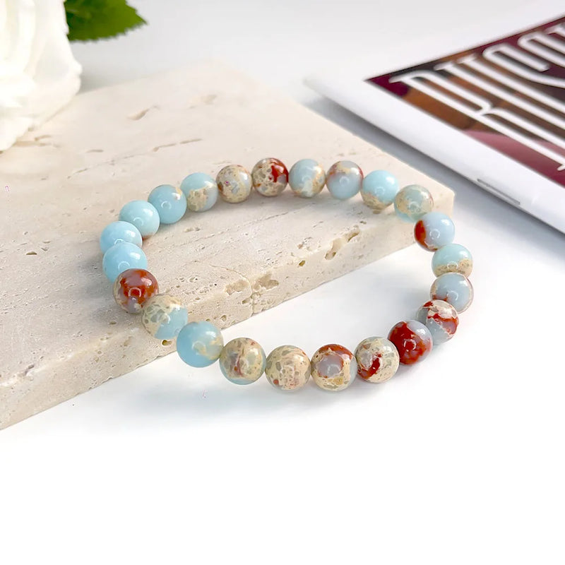 Natural Stone Beads Bracelet For Women Men Agate Crystal Quartzs Aquamarines Jades Jewelry Agates Elastic Bangle Bracelets 6 8mm