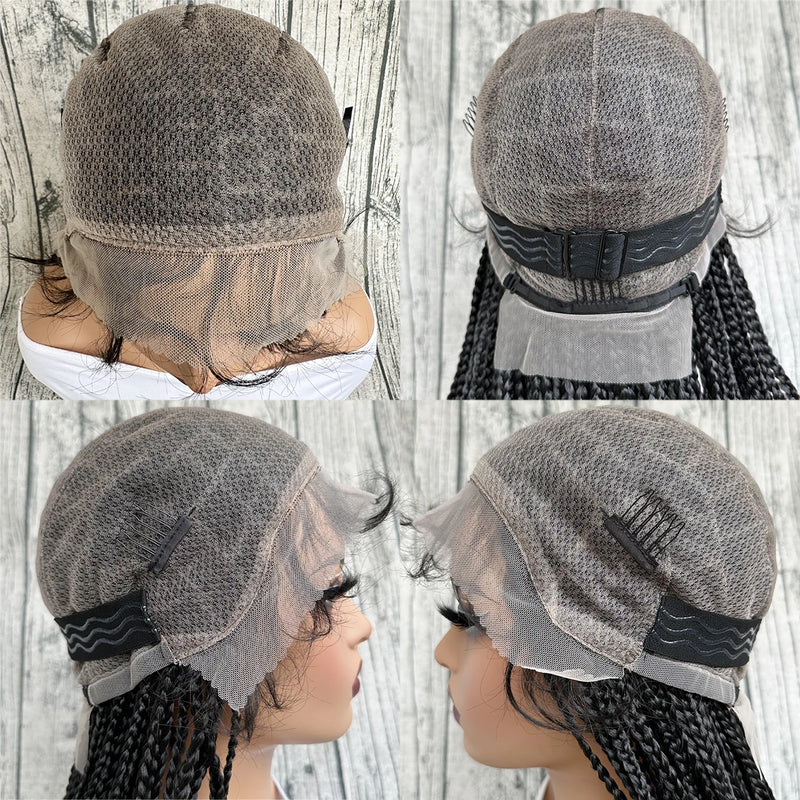 Braided Synthetic Hair Full Lace Wig 30 Inch Long Braided Wigs for Women High-Quality Braids in Black for Stylish Looks