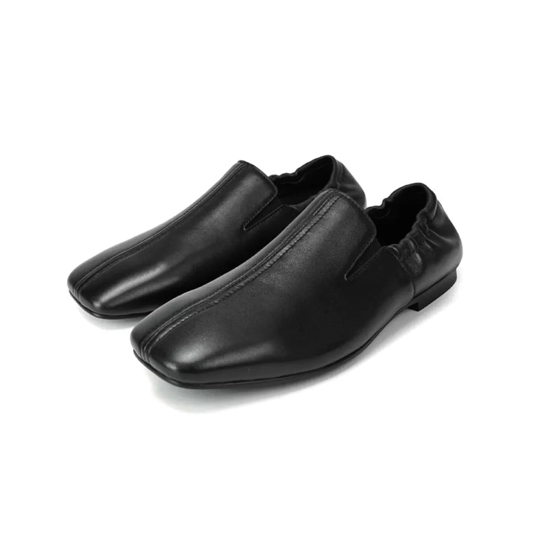 Square headed monk leather shoes men's slip in loafers lazy shoes casual business cleanfit formal dress shoes