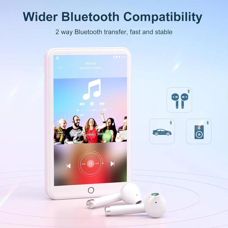 MECHEN 16GB Android 9.0  MP3 Player  with Bluetooth and WiFi， with Spotify，Audible，Pandora， Up to 512 GB (White)