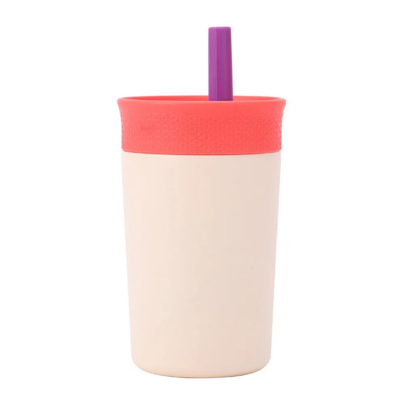 Tumbler 12oz Insulated Water Bottle Double-Layer with Straw Thermos Bottle Stainless Steel Bright Color Thermal Mug Kids