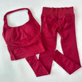 1-2pcs Gym Set Women Backless Tank Tops High Waist Scrunch Seamless Shorts High Waist Yoga Leggings Workout Sets Gym Suit