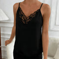 Women's V Neck Black Lace Splicing Camisole Sling Tank Top Spring Summer Sexy Casual Everyday Home Versatile Camisole Top