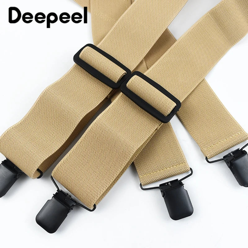 Deepeel Fashion 5cm Wide Adults Men's Suspenders Adjust Elastic Strap X - type 4 Clips Male Braces Harness - Visuel 5 | SAMAG