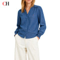 CH Women's Refined Stitch Letter Embroidery V Neck Stand | SAMAG