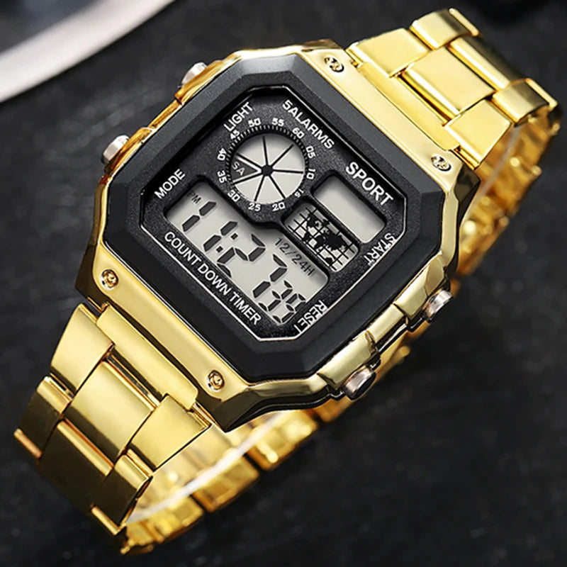 Luxury Men's Wristwatch Multifunction LED Digital Watch Alloy Strap Classic Business 7 - colors Luminous - Visuel 2 | SAMAG