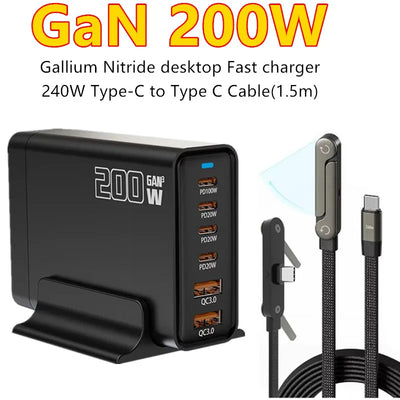 200W Desktop USB C Quick Charger GaN PD Fast 6 Port | SAMAG